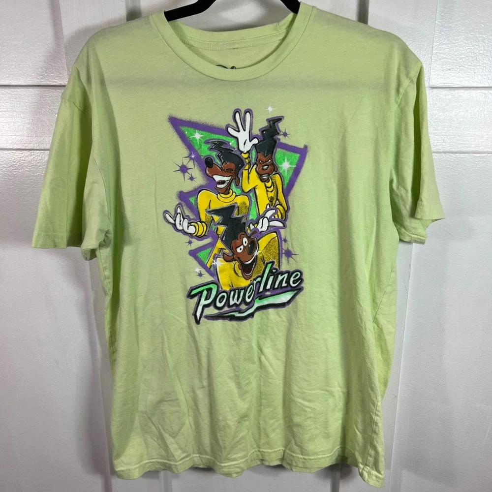 Disney Goofy Max Powerline Graphic T Shirt Light Green Mens Size LG‎